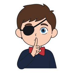 Obraz premium Pirate With Eyepatch Holding Finger to Lip UI Icon for App UI