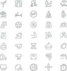 Fototapeta premium Sport and Fitness icon set. Healthy lifestyle thin line icon collection. Gym and health care icons. Vector illustration