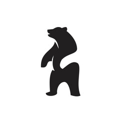 Fototapeta premium Black Silhouette Bear Standing Modern Abstract Logo Design