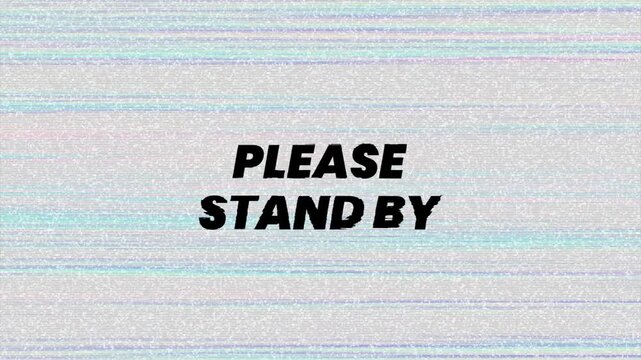 Please standby screen with static background suitable for retrothemed projects, broadcasting, streaming platforms, or vintageinspired creative designs. 4k seamless loop