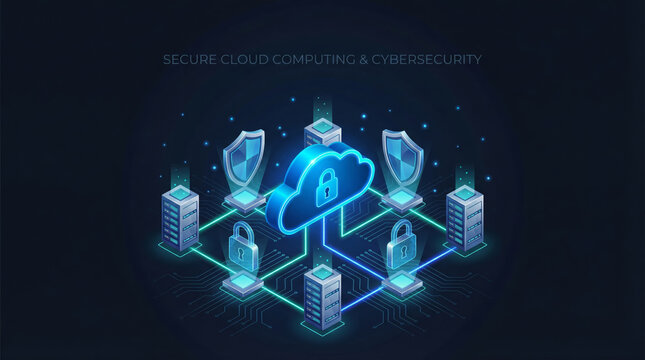 Secure cloud computing and cybersecurity concept with protected data