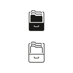 Filing Cabinet Icon Graphic Vector Simple Black and White Design Conceptual Theme Representing Organization Data Storage Document Management Information Retrieval Office Workspace Efficiency Business © tamimdesignhub