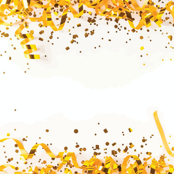 Yellow Confetti Celebrations on White Background