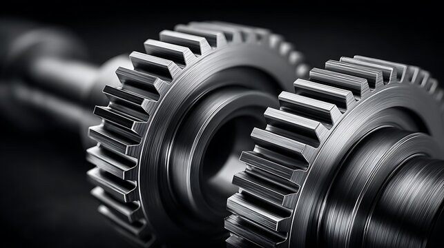 Close-up of Precision Engineered Steel Gears in a Mechanical Transmission System Representing Industrial Innovation, Engineering Excellence, and Complex Machinery Operations.