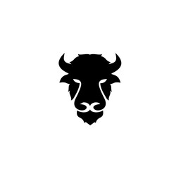Obraz premium Stylized Black Bison Head Silhouette Logo Icon Design