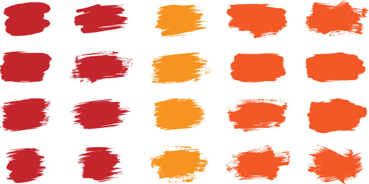 Vibrant red and orange paint swatches on white background