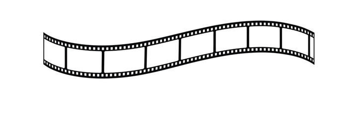 Curved Film Strip Icon for Cinema, Movie Production, and Video Editing. Symbol Vector Illustration.