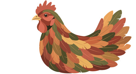 Colorful Rooster Illustration with Vibrant Feathers. © Tukang