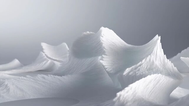 Crystals abstract white formation with intricate feather-like structures growing slowly featuring crystal, slow growth, crystalline with frost and