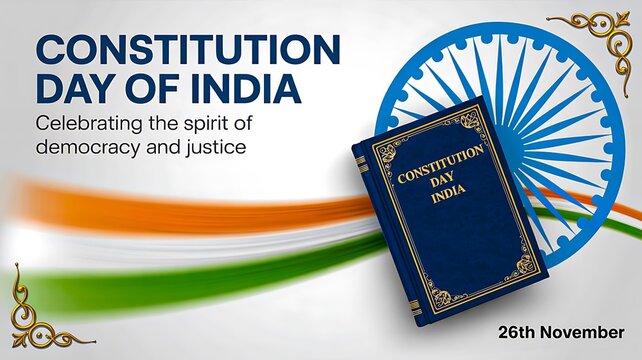 India constitution day celebration concept with indian flag colors and constitution book