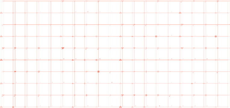 Subtle red grid pattern with faint geometric symbols including hearts, squares, and dots. Abstract and minimalist design ideal for backgrounds, textiles, and web applications.