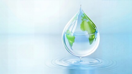 Fototapeta premium Golden water droplet holds globe