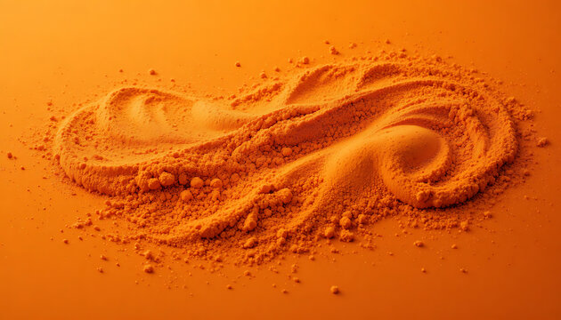 Orange powder swirls on orange background sand curves