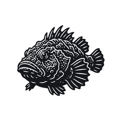 Obraz premium Stonefish Illustration Vector - Venomous Scorpionfish or Rockfish Marine Icon
