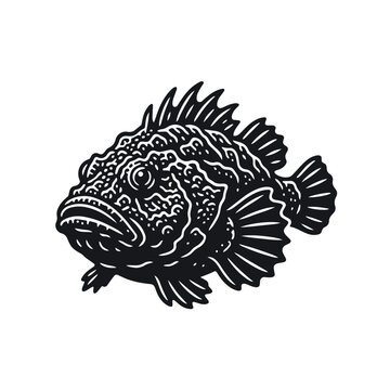 Stonefish Illustration Vector - Venomous Scorpionfish or Rockfish Marine Icon