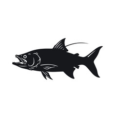 Obraz premium Black Predatory Fish Silhouette Vector - Salmon Trout Game Fish Icon