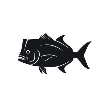 African Pompano Fish Silhouette Vector - Tropical Lookdown Saltwater Game Fish Icon