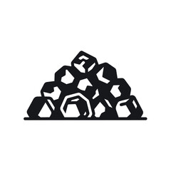 Obraz premium Black Charcoal Briquettes Pile Silhouette Vector - BBQ Fuel Coal Lump Wood Icon