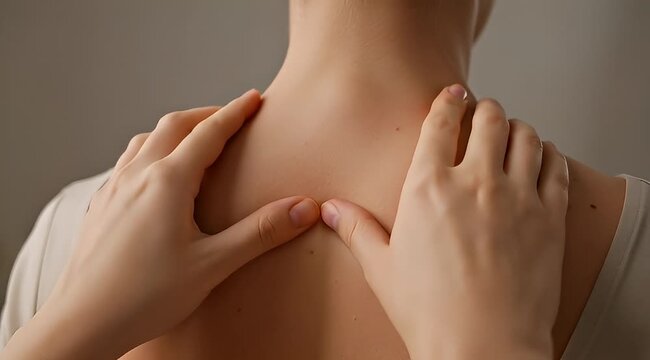 Gentle hands providing a soothing massage to the upper back area
