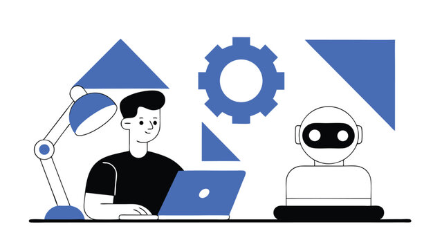 Engineer repairing robot technology abstract concept vector illustrations