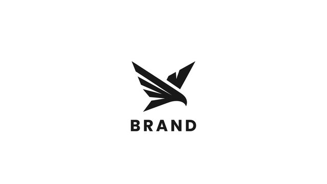 Dynamic abstract black bird logo, symbolizing power, speed, and freedom. Modern minimalist design with sharp angles, ideal for corporate branding, sports, or aviation industries