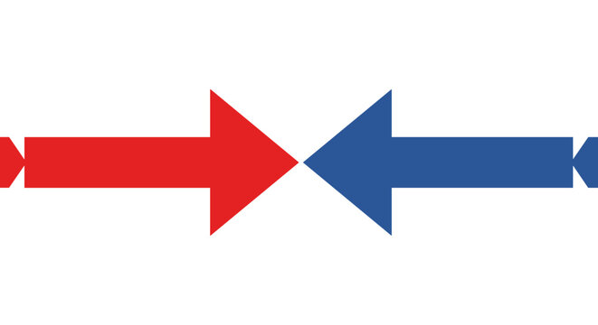 Opposing Arrows Red Blue Direction.