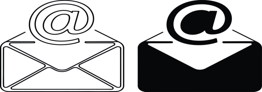 Email symbol illustration with two envelopes and at signs