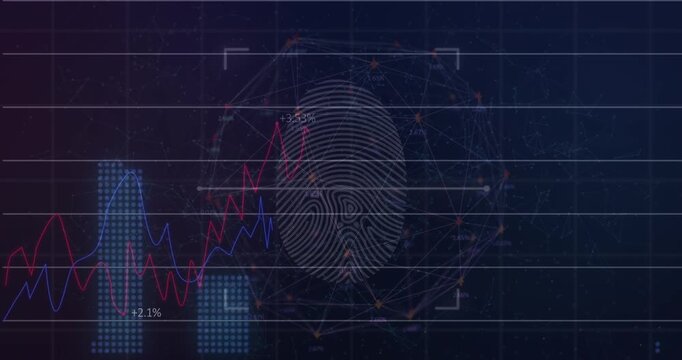 Animation of data processing over moving shapes cityscape drawing