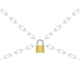 Metal chain and padlock. vector illustration