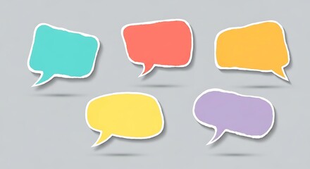 Colorful Speech Bubbles on Gray Background.