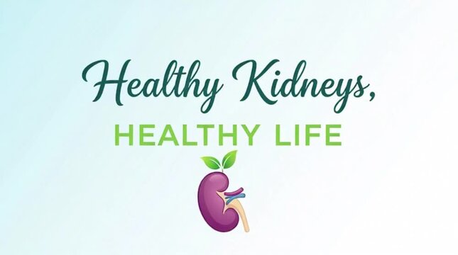 "Healthy Kidneys, Healthy Life" is written in script and sans-serif