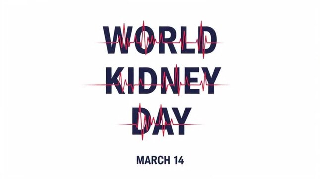 Vertical poster typography &ldquo;World Kidney Day&rdquo; with heartbeat line accent