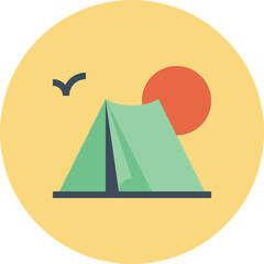 Modern camping flat line vector illustration icon design concept. Icon for mobile and web graphics. Flat symbol, logo creative concept. Simple and clean flat pictogram