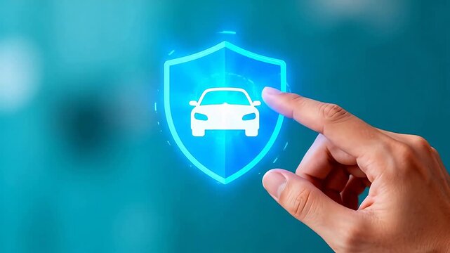 Hand touching car insurance icon