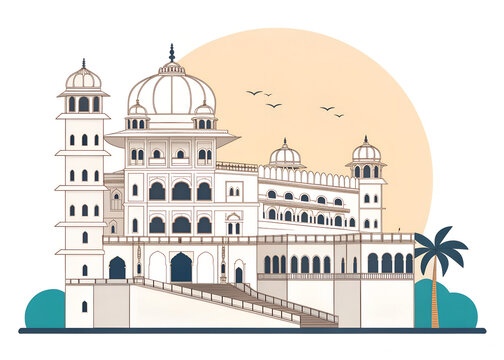 City Palace Udaipur minimal vector architecture