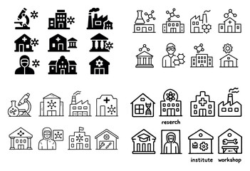 Fototapeta premium Medical icons with microscope hospital lab outline