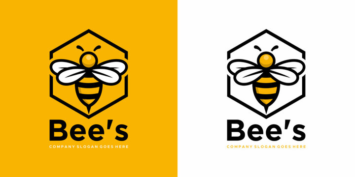 vector logo hexagon bee image