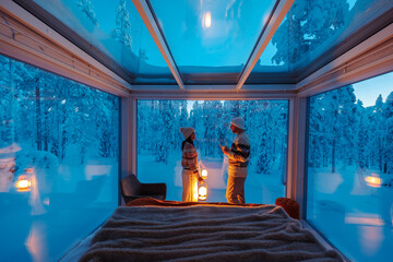 Cozy winter escape in Akaslompolo, Lapland, Finland with stunning snowy views