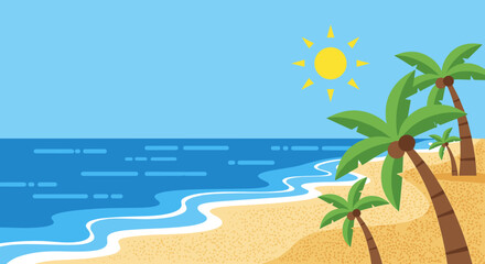 Fototapeta premium Tropical Beach Scene with Palm Trees.