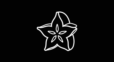 Obraz premium White Flower Icon on Black Background.