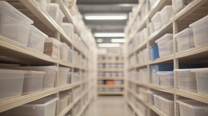 Obraz premium Shelves filled with storage containers ready for purchase