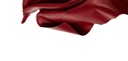 Elegant studio shot of a burgundy fabric floating with folds and ripples. The detailed texture and lighting create a sen © vegefox.com