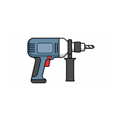 A blue cordless drill with a black handle and red trigger