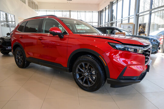 Gdansk, Poland - February 28, 2026: New Honda CR-V model presented in the car showroom