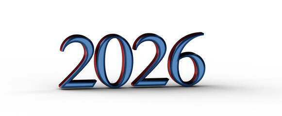 2026 in 3D rendering. Ideal for New Year greetings, future predictions, and event promotions. Available as a high-qualit © vegefox.com