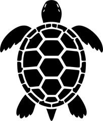 Obraz premium Top View Tortoise Silhouette Vector Illustration – Turtle Shell Icon From Above