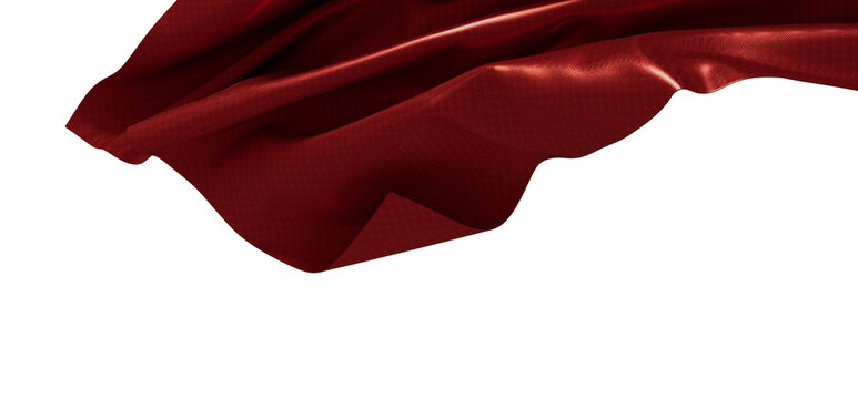 Close-up of a flowing red textile with soft folds and shadows, ideal for backgrounds and design ele
