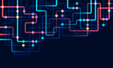 Obraz premium Circuit connect lines and dots. Network technology and Connection concept. Decentralized network nodes connections