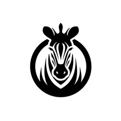 Fototapeta premium Stylized Zebra Head in Circle Icon