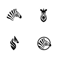 Fototapeta premium Zebra Head Logo Designs Set, Abstract Striped Animal Icons Collection in Black and White